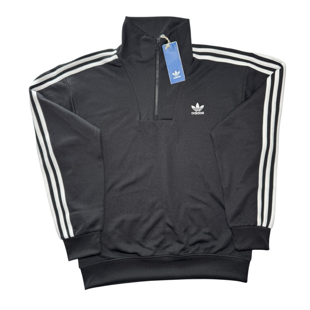 Adidas Funnel Neck Track Top Pullover Jacket, Men Size Small Black